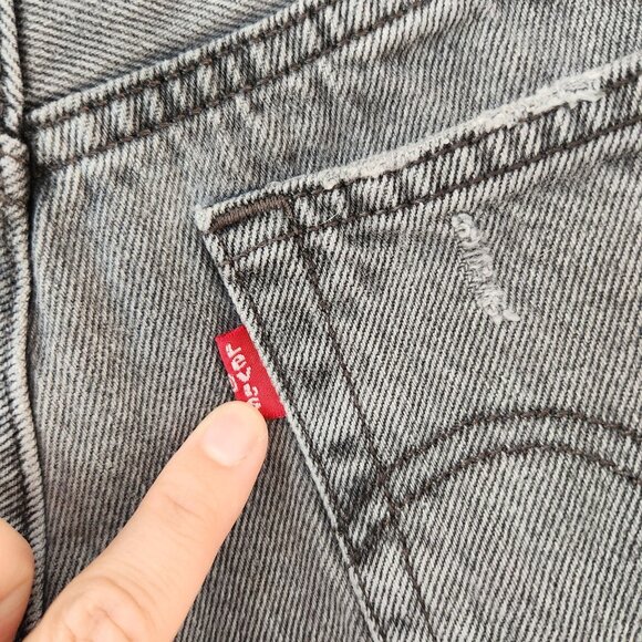 Levi's 501 Cut-Off Jeans Shorts Grey Denim High Rise Mini Women's 26 - Picture 5 of 7